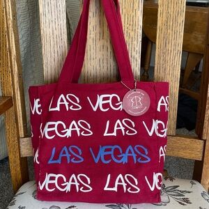 Robin Ruth medium size red Las Vegas tote bag.